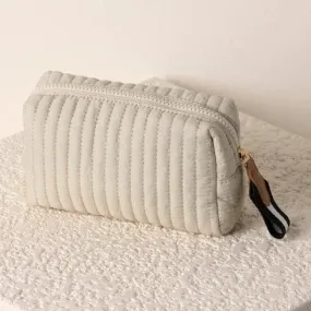 Ezra Small Boxy Cosmetic Pouch in Ivory