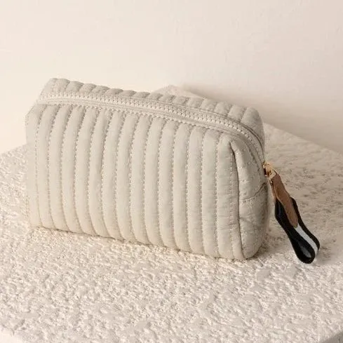 Ezra Small Boxy Cosmetic Pouch in Ivory