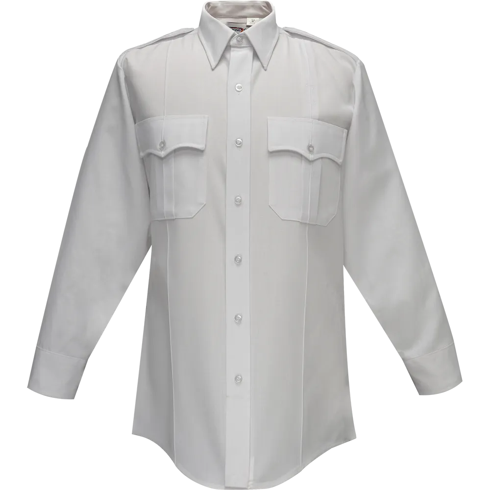 Flying Cross Deluxe Tropical Long Sleeve Shirt w/ Pleated Pockets - White