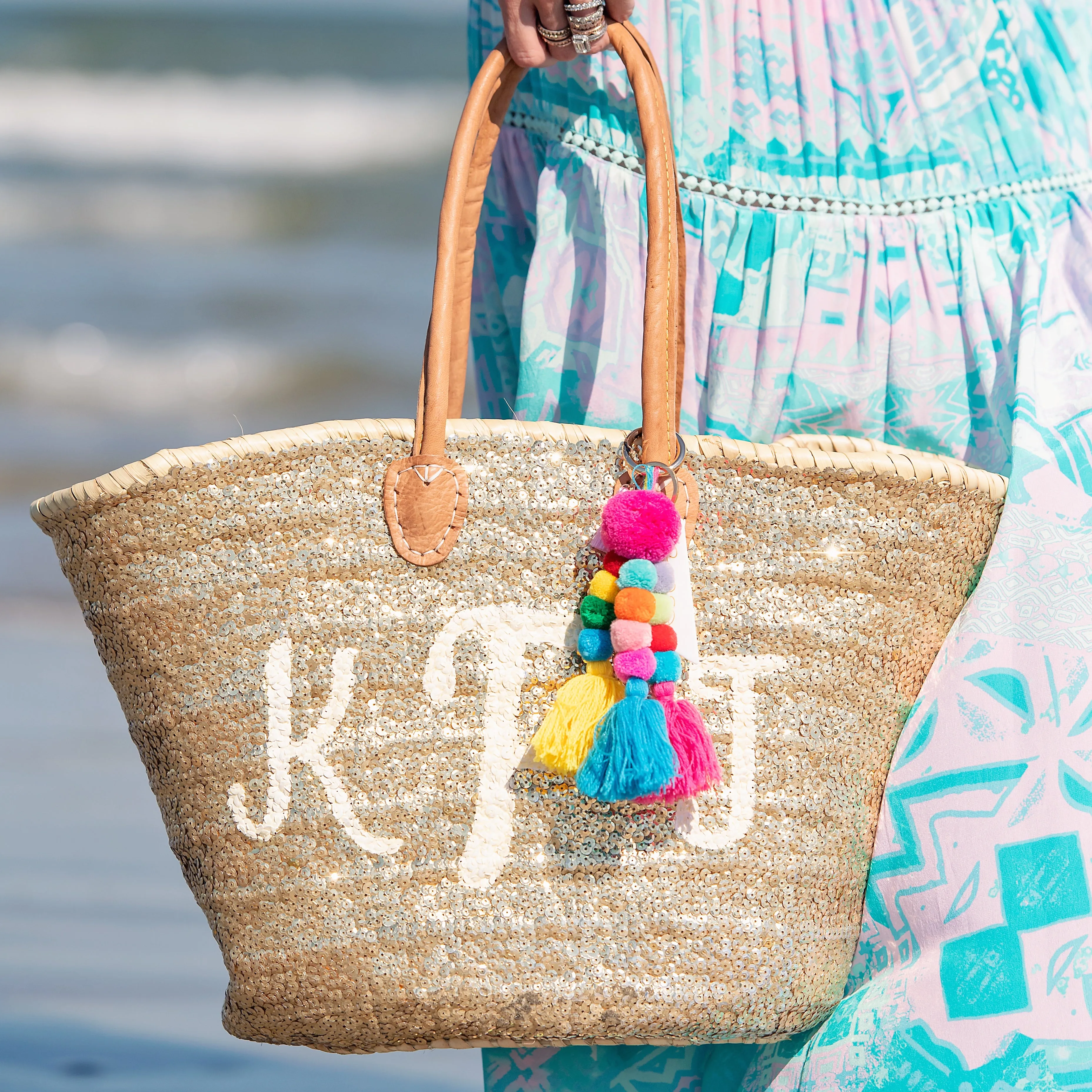 GOLD All-Sequin Beach Bag | Large