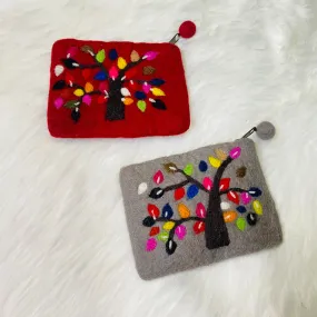 Handmade Tree Embroidered Felted Clutch