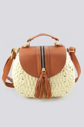 Hobo Basket Tassel Flap Handbag