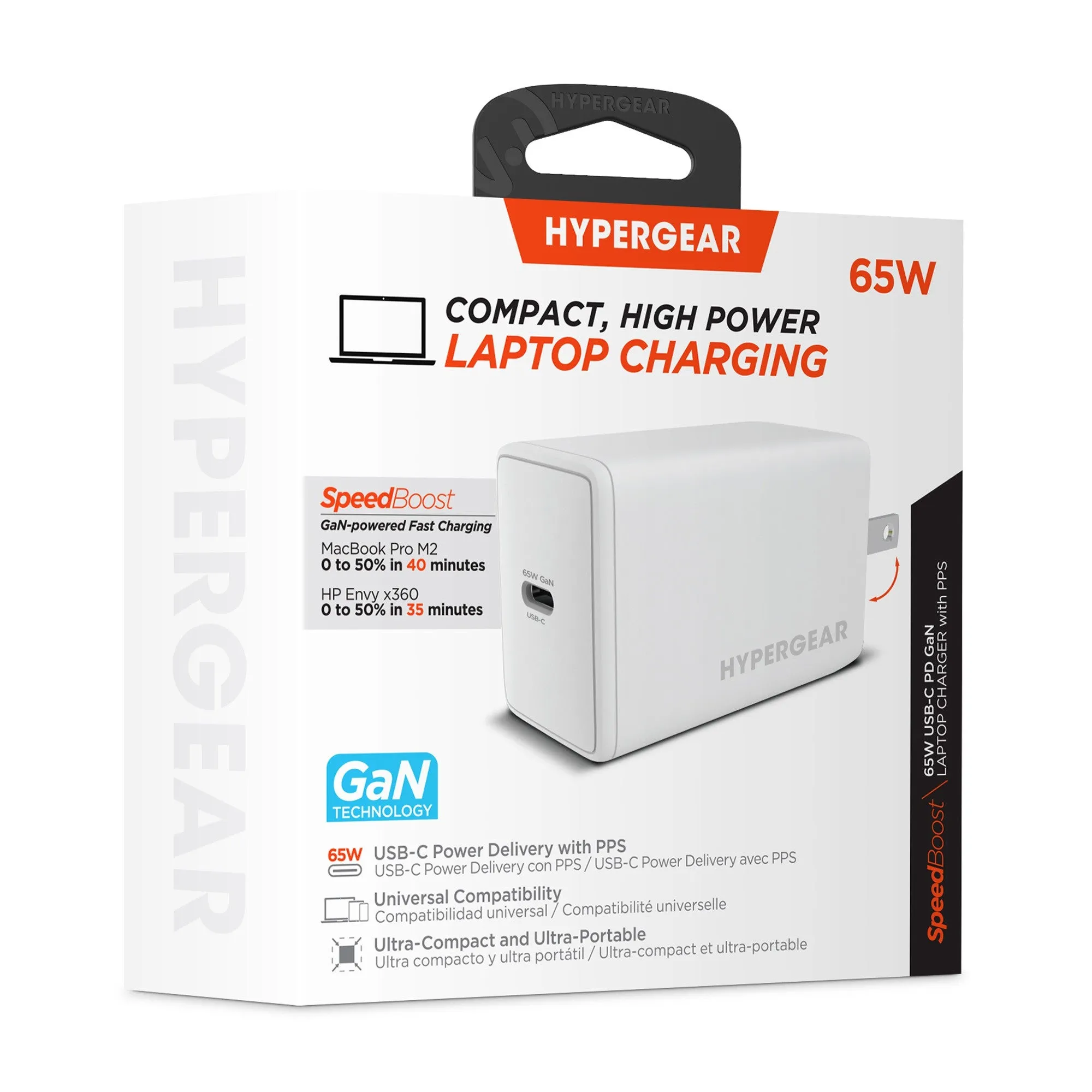 HyperGear SpeedBoost GaN 65W USB-C PD Wall Charger with PPS - White - 15-12340