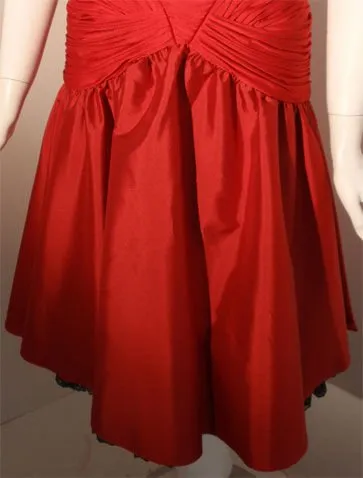 JILL RICHARDS 1980s Red Strapless Jersey Dress with Black Crinoline