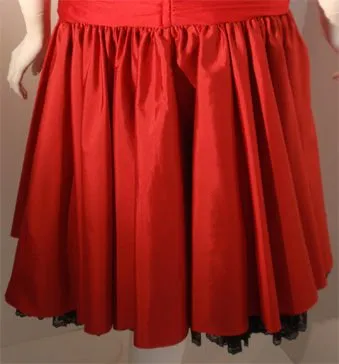 JILL RICHARDS 1980s Red Strapless Jersey Dress with Black Crinoline