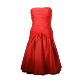 JILL RICHARDS 1980s Red Strapless Jersey Dress with Black Crinoline