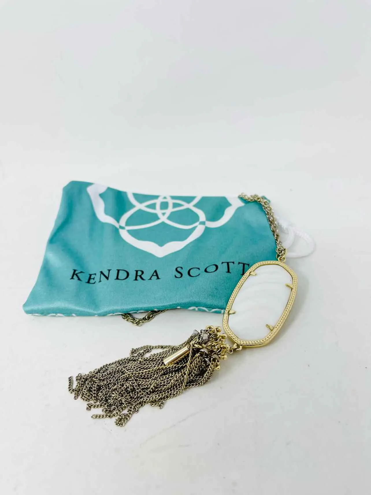 Kendra Scott Gold/White Tassel Jewelry W/ BAG! Necklace