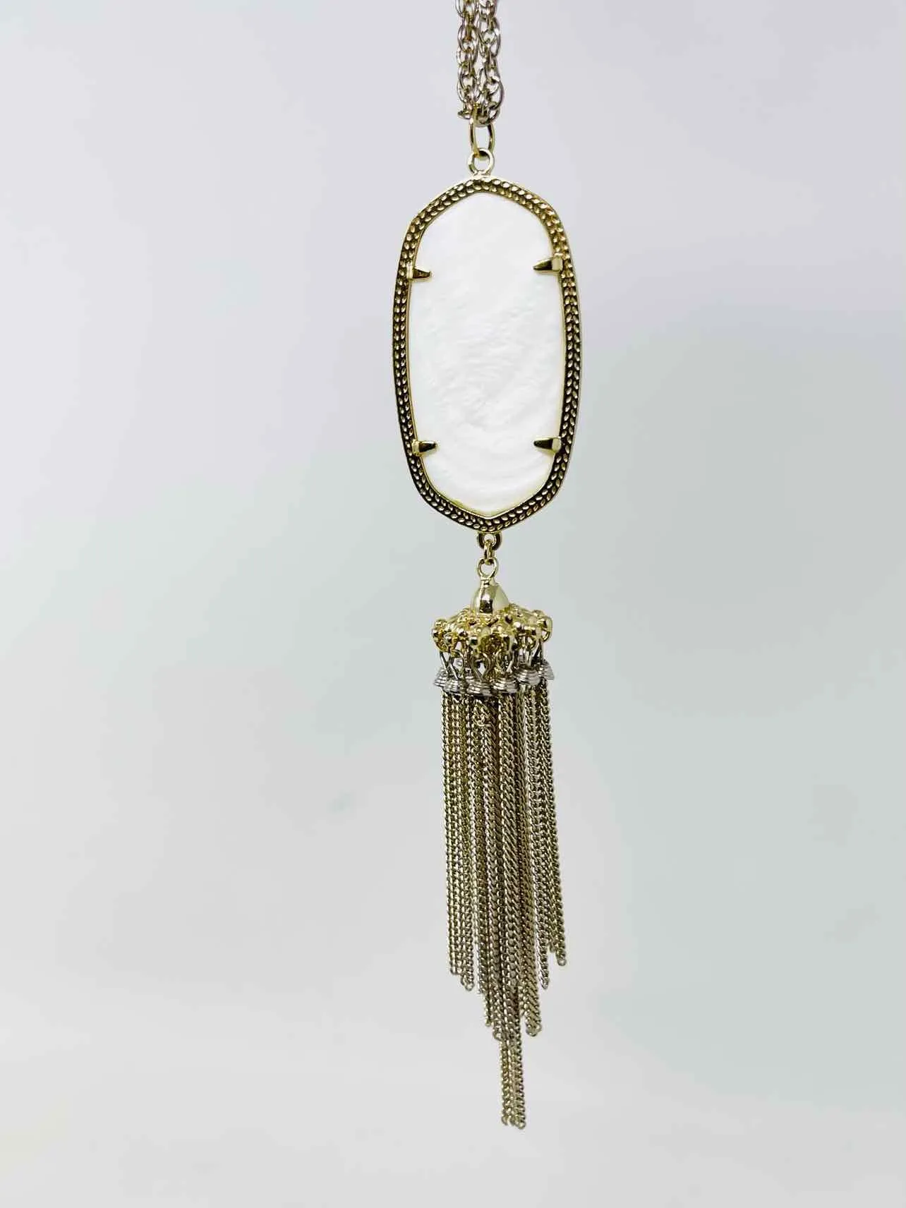 Kendra Scott Gold/White Tassel Jewelry W/ BAG! Necklace