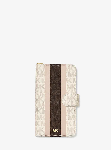 Logo Stripe Wristlet Folio Case For iPhone XR