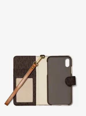 Logo Stripe Wristlet Folio Case For iPhone XR