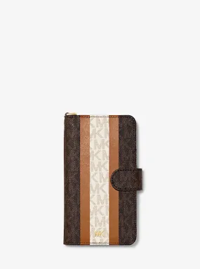 Logo Stripe Wristlet Folio Case For iPhone XR