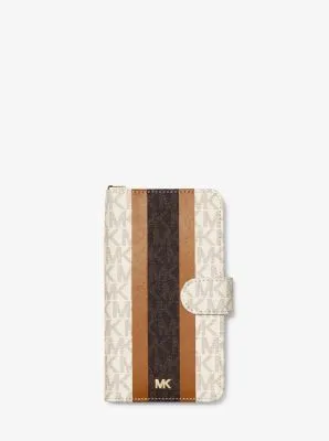 Logo Stripe Wristlet Folio Case For iPhone XR