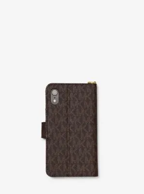 Logo Stripe Wristlet Folio Case For iPhone XR