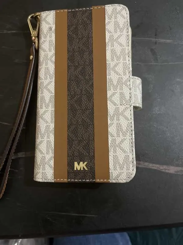 Logo Stripe Wristlet Folio Case For iPhone XR