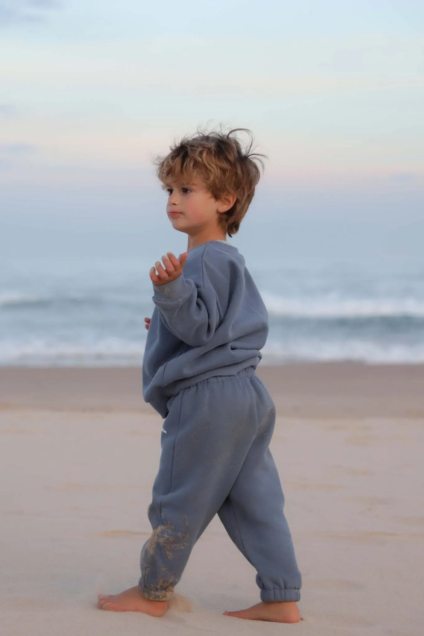 Mini Waves Crew Jumper (Steel Blue)