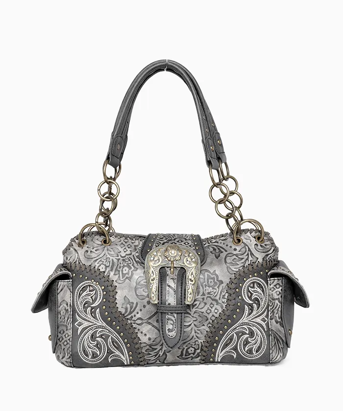 Montana West Cut-out Western Floral Buckle Satchel