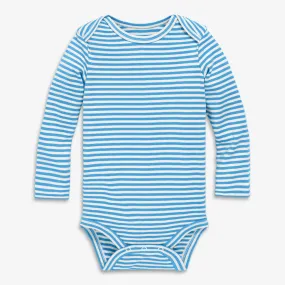 Organic long sleeve babysuit in stripe