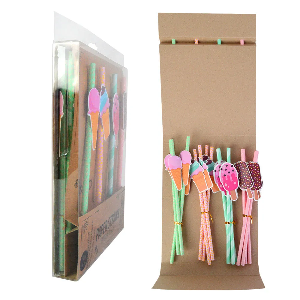 Paper Straws Party Pack - 40 Pieces - Biodegradable