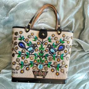 SOLD Vintage MCM Enid Collins Tote Bag, Bejeweled Money Tree Bag, It Grown on Trees