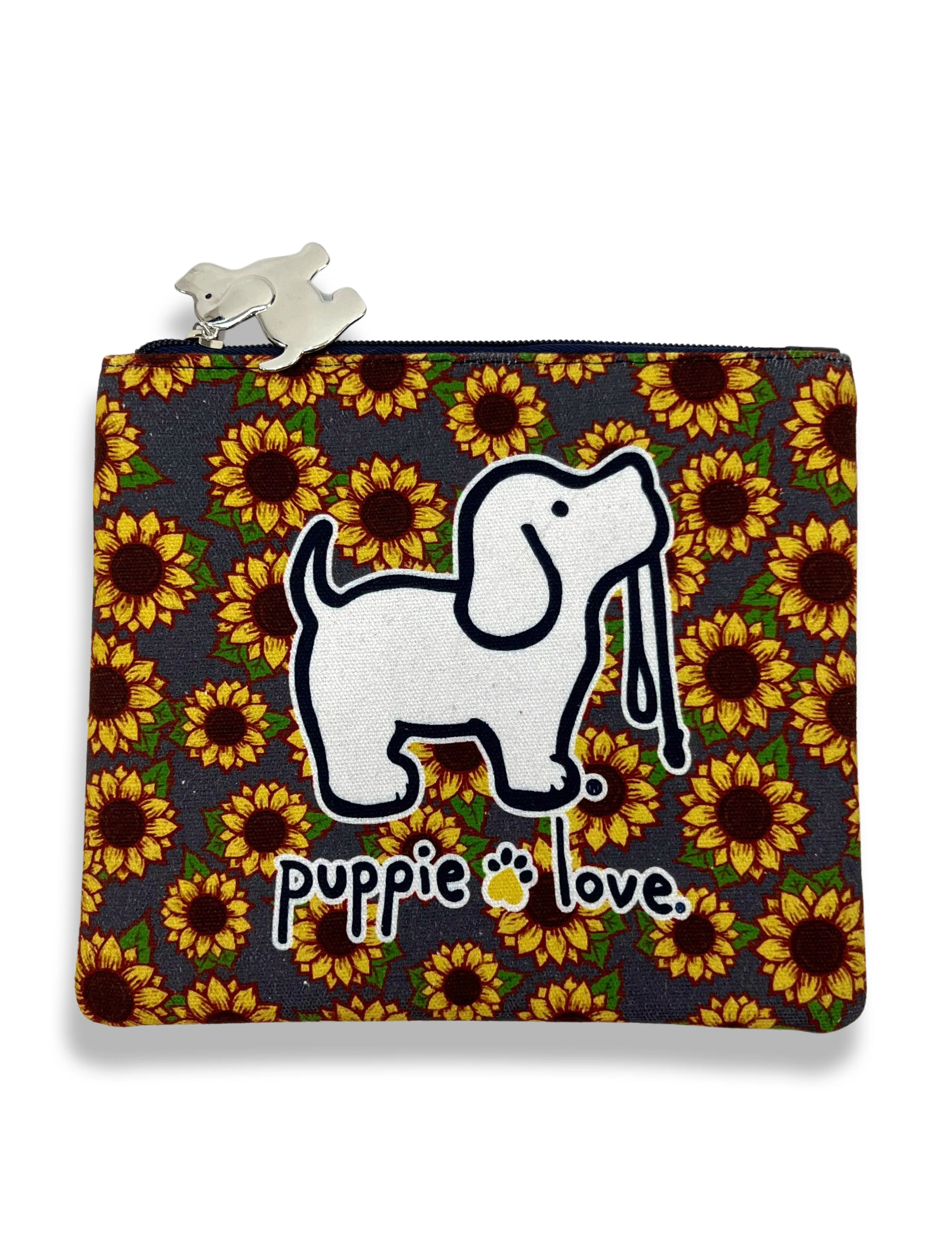 SUNFLOWER PUP ZIPPER POUCH