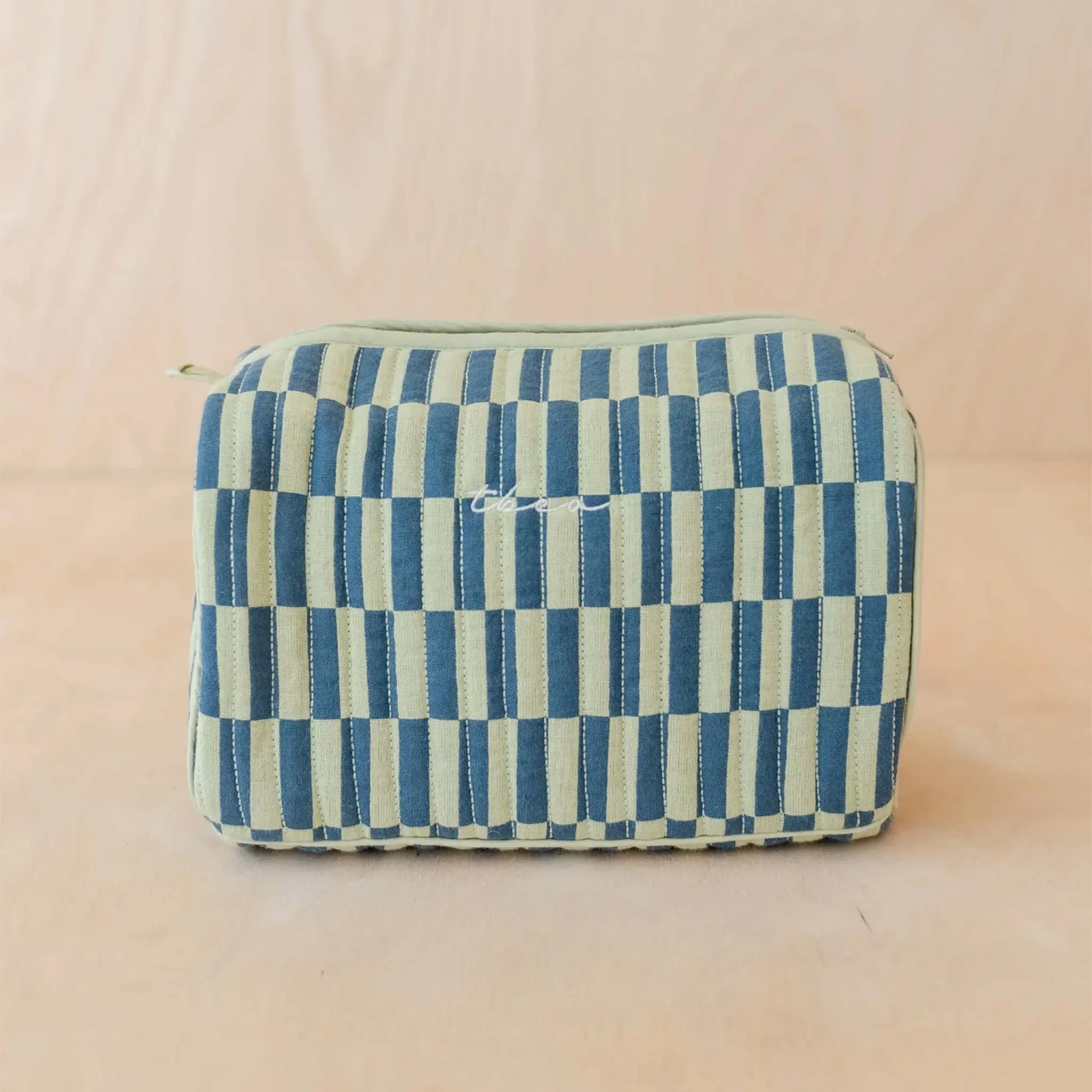 TBCo Green Checkerboard Cotton Wash Bag