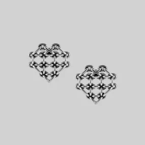 The Supreme Heart Chain Earrings - Silver