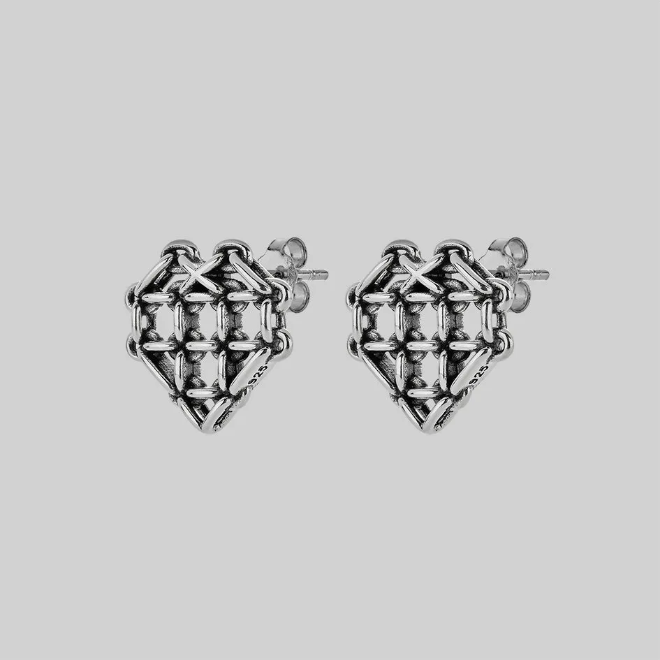 The Supreme Heart Chain Earrings - Silver