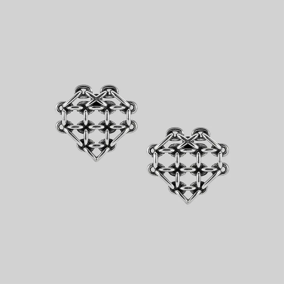 The Supreme Heart Chain Earrings - Silver