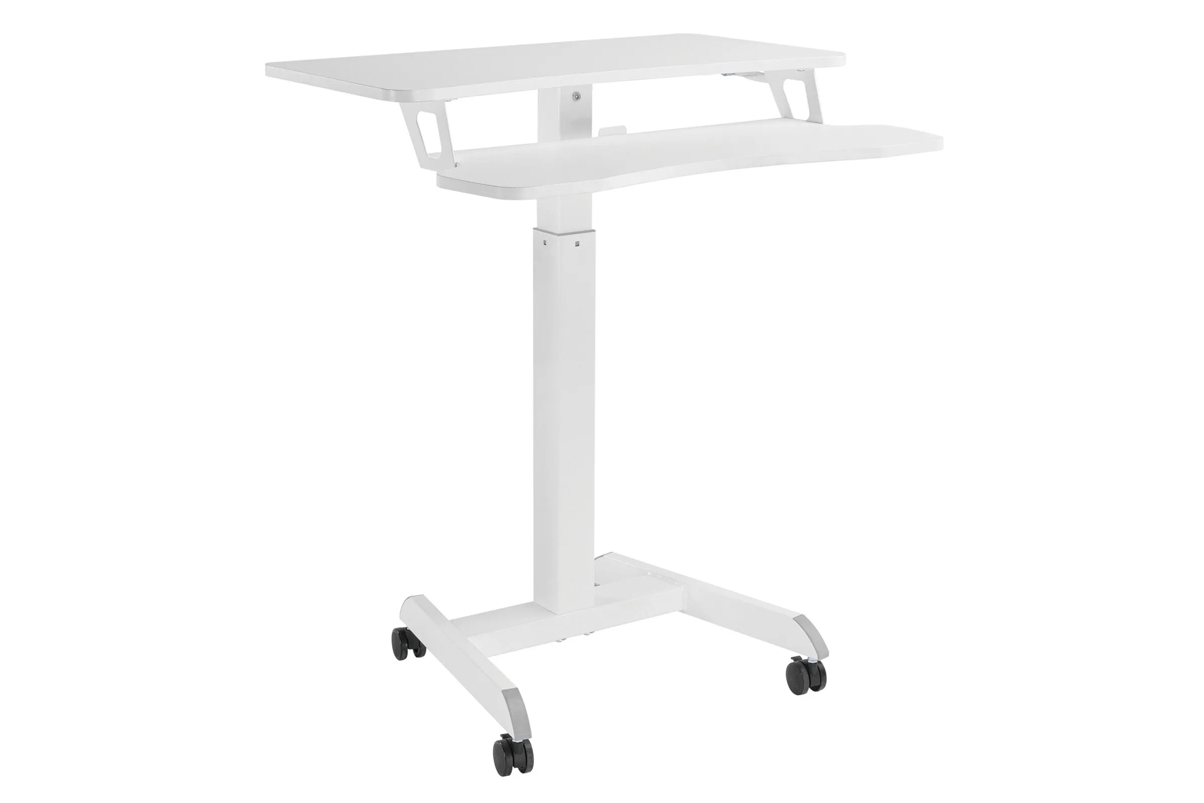 Two Tier Mobile Workstation Desk with Pneumatic Height Adjustment